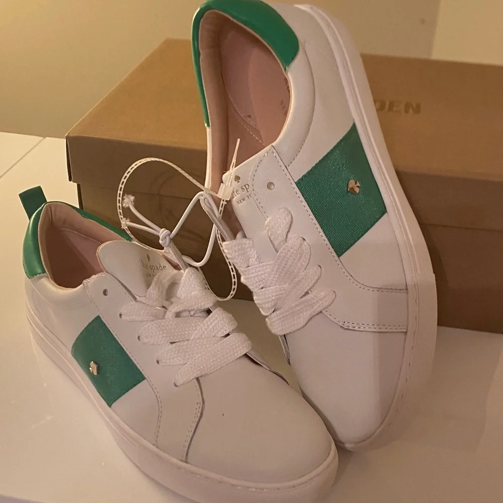 Kate Spade White and Green Casual Sneakers - Picture 5 of 9